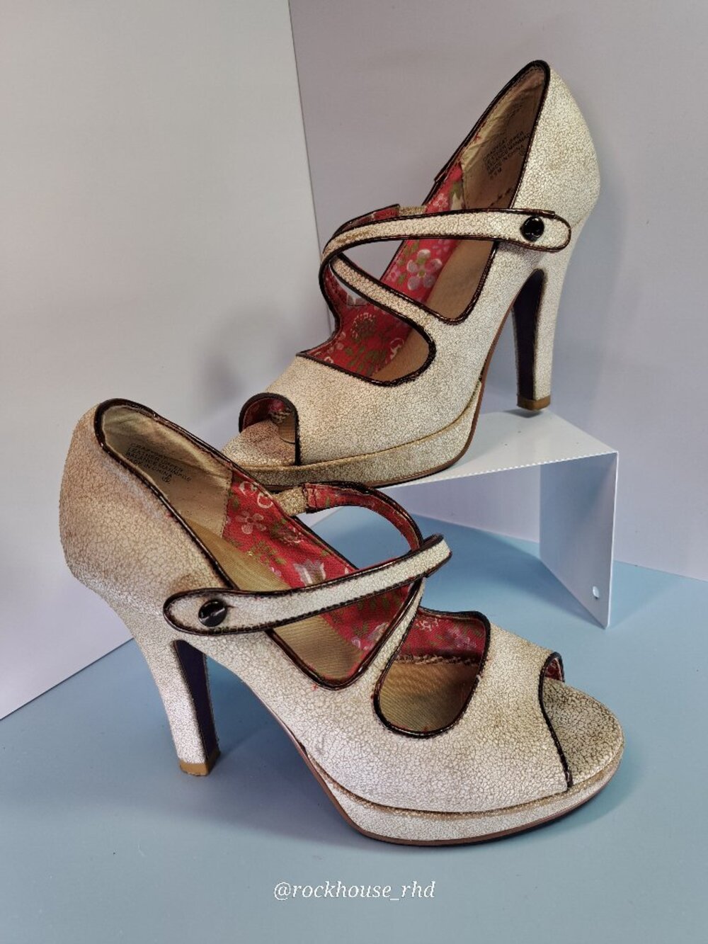 Kenzie CrazyCat Pinup Heels in Bone 6.5
